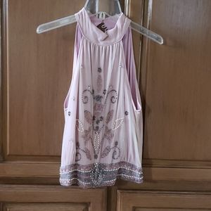 Beaded and net overlay top